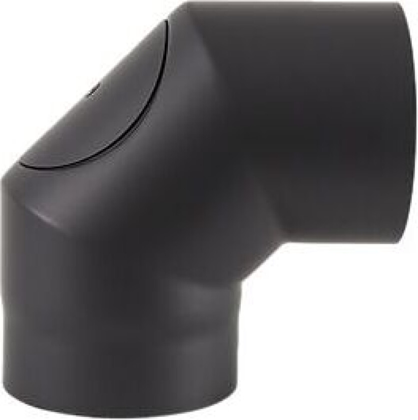 Røykrør ø150 90gr 3-delt m/l bp sort metallic lakk 2mm med luke