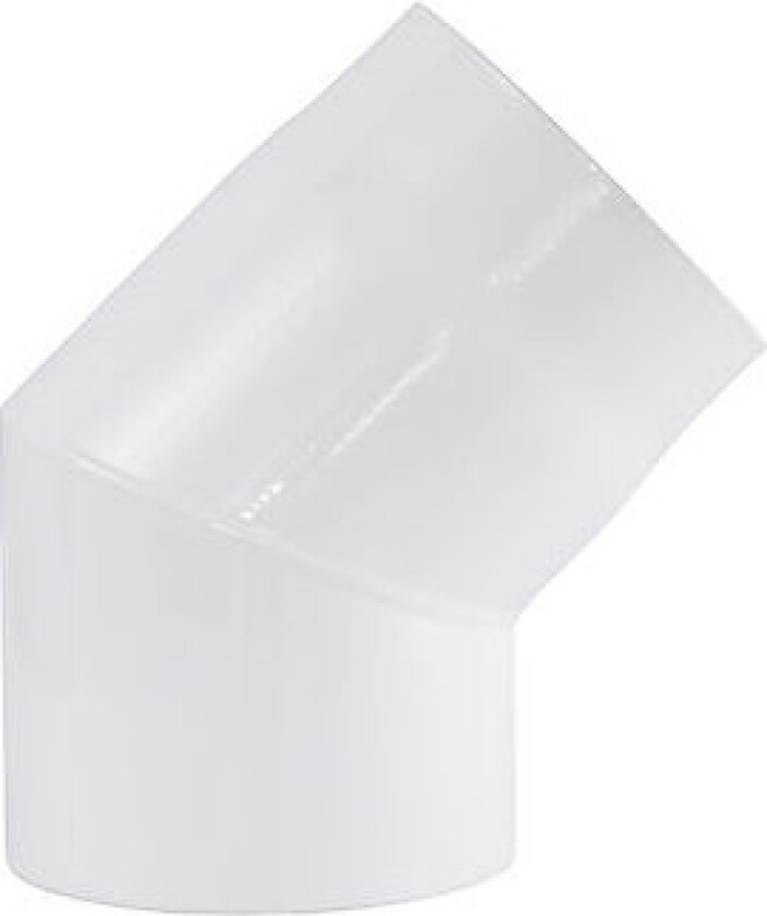 Røykrør ø130 45gr u/luke whe whe hvit emalje 2,3mm