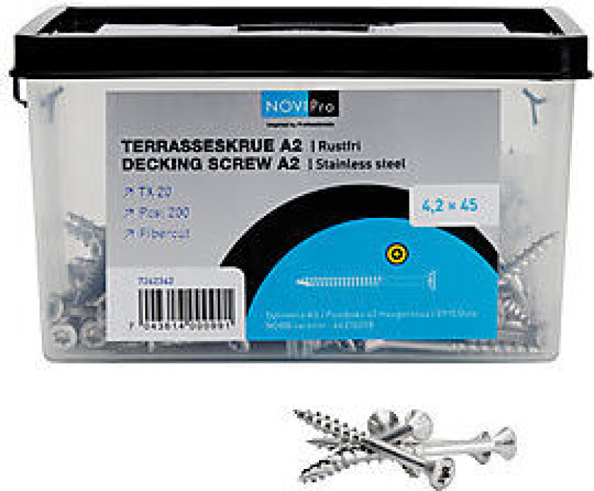 Terrasseskrue A2 Rustfri 4,2x45 mm a 200 stk torx 20