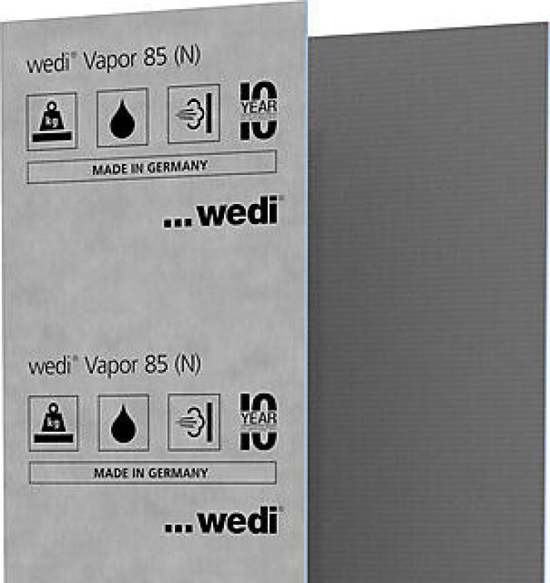 Våtromsplate damptett 2500x600x12 s wedi vapor 85n 2500x600x12,5