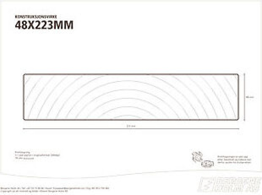 Konstruksjonsvirke C24 impregnert furu 48x223 mm