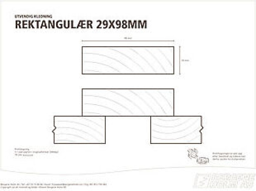 Rektangulær kledning fingerskjøt 22x148x6500 mm ubehandlet furu