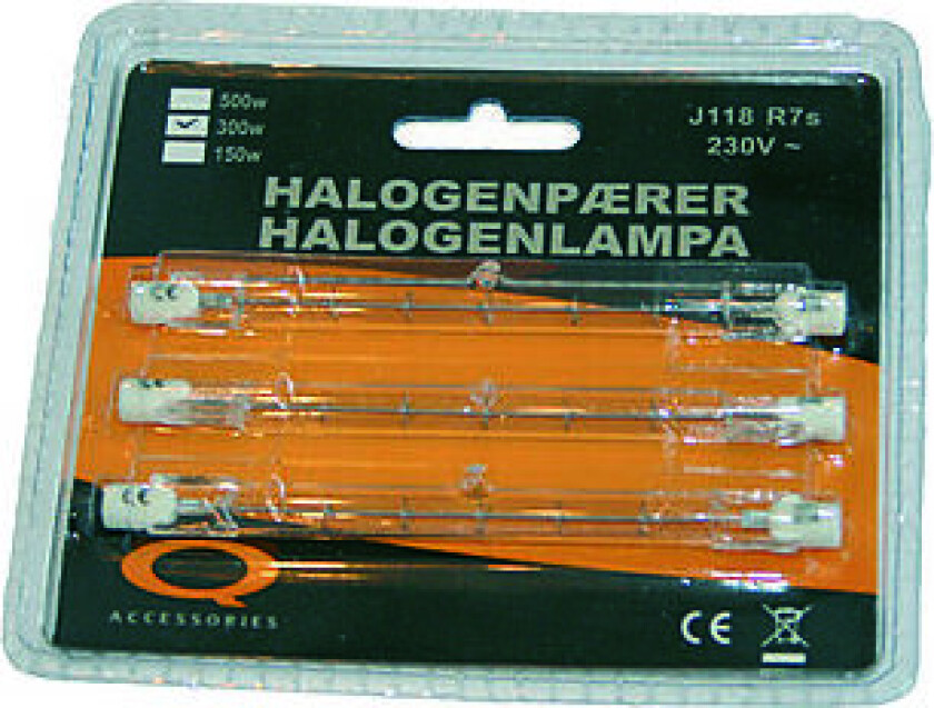 Halogenrør 235 W J118 mm a 3 stk Q-accessories R7s 230 volt