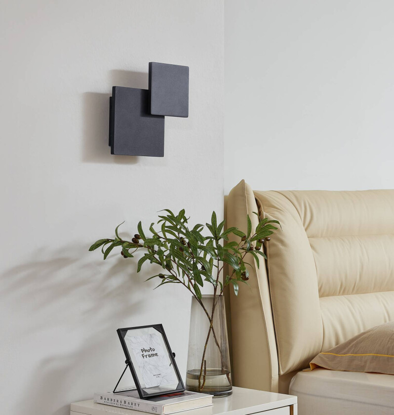 Elrik LED-vegglampe, to elementer, kantet, svart