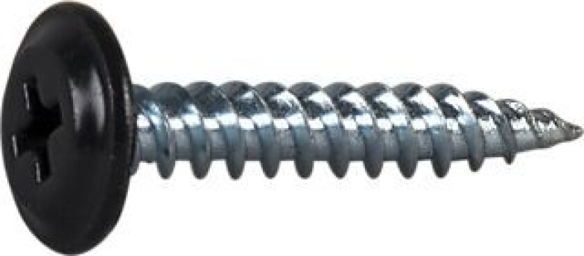 Montasjeskrue svart 4,2x25 fzb -250 skarp spiss ral 9011 blankforsinket