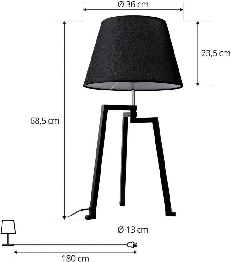 Amona bordlampe med stativ, svart