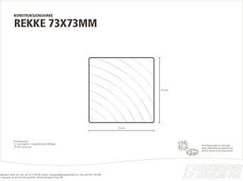 Justert lekt/rekke klasse 1 impregnert furu 73x73 mm