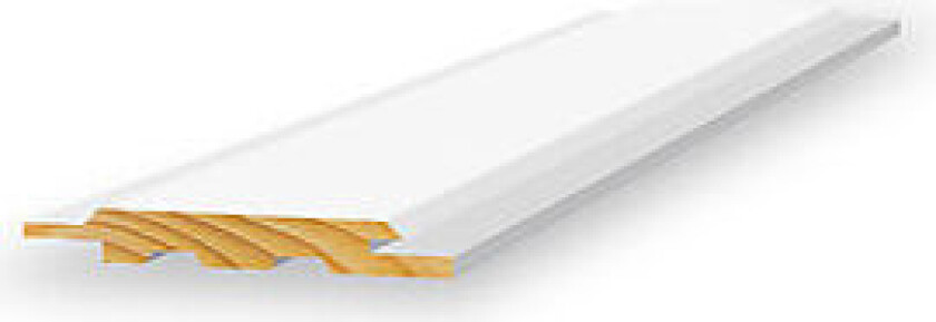 Skyggepanel skrå endepløyd 13x120x4850 mm hvitmalt furu