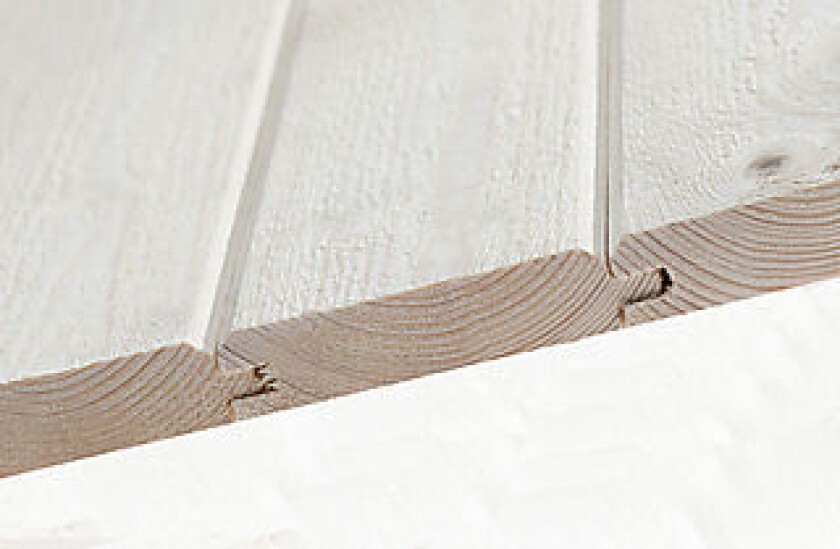 Kledning fas not/fjær 19x120 mm hvit