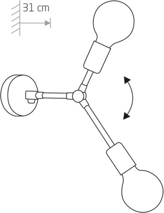 Vegglampe Twig II, justerbar, 2 lyskilder