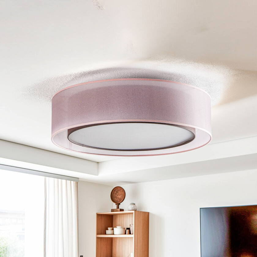 Tibu taklampe, tekstil, Ø50cm, jordfarget