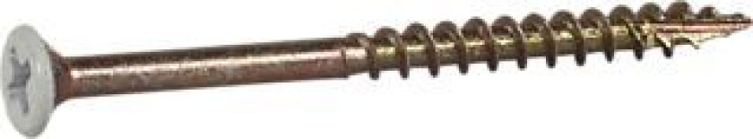 List- og sokkelskrue gulkromatisert hvitlakkert hode 3,4x45 mm 250 stk