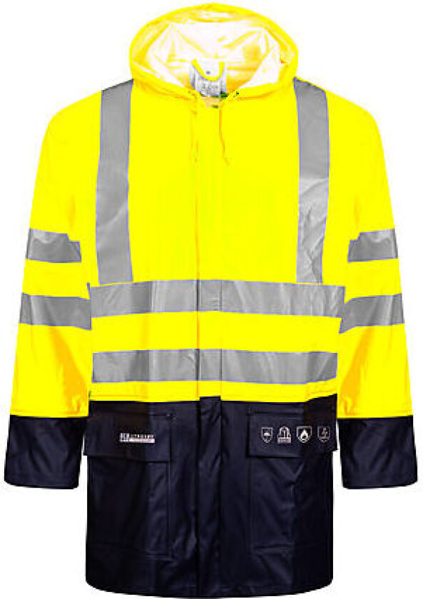 Regnjakke gul/navy str 5XL