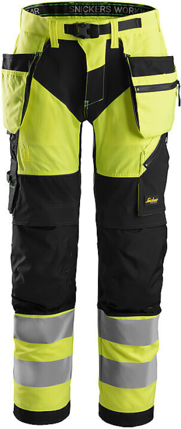 Bukse 6932 gul/sort 120 snicers highvis kl 2 hylsterlommer