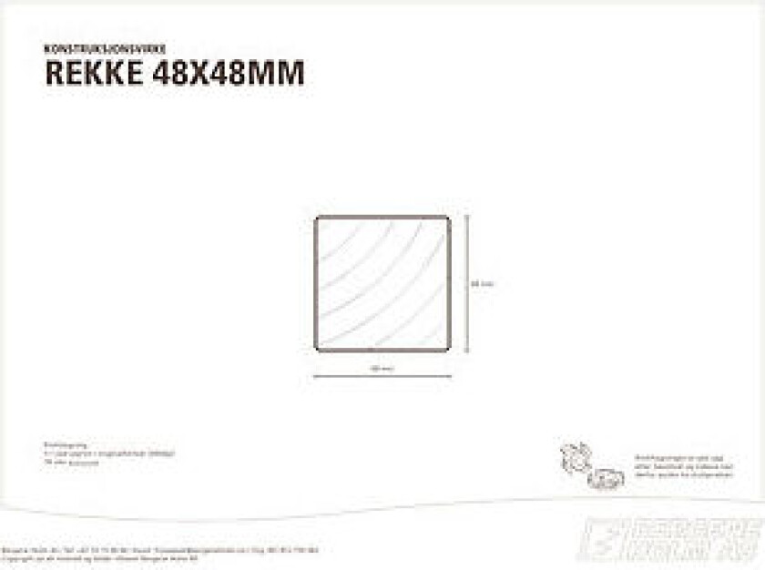 Justert lekt klasse 1 impregnert furu 48x48 mm