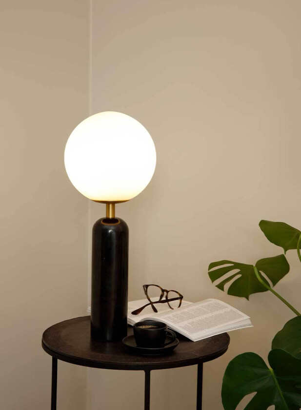 Stone bordlampe H50 - sort marmor/opal