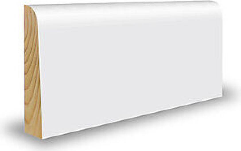 Gulvlist furu skrå hvit bomull S0502-Y 12x50x4400 mm