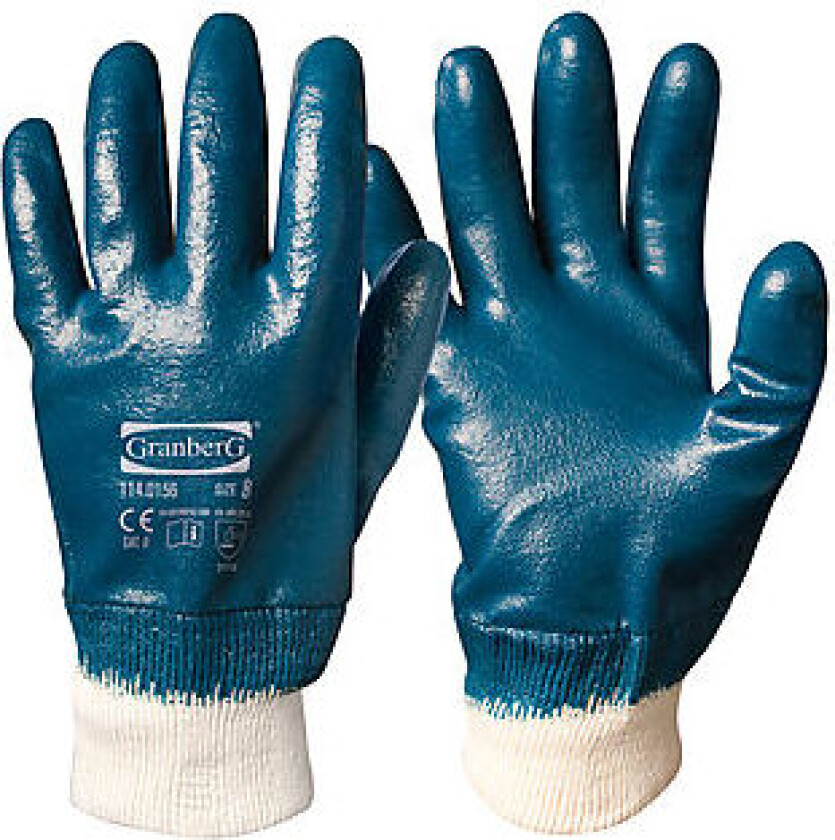 Hanske i nitrilgummi lett ribb str 10