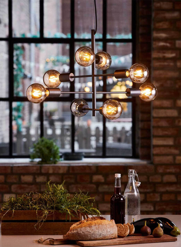 Delta taklampe 8 lys - sort