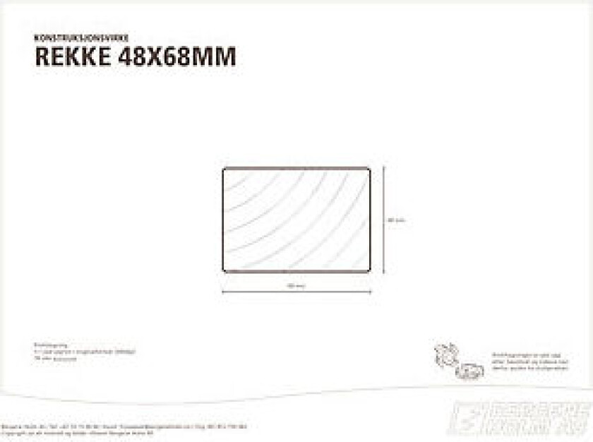 Lekt/rekke gran/furu ubehandlet klasse 1 48x68 mm
