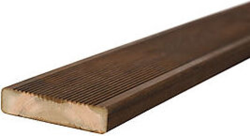 Terrassebord royalimpregnert furu brun riller 28x120x3000 mm