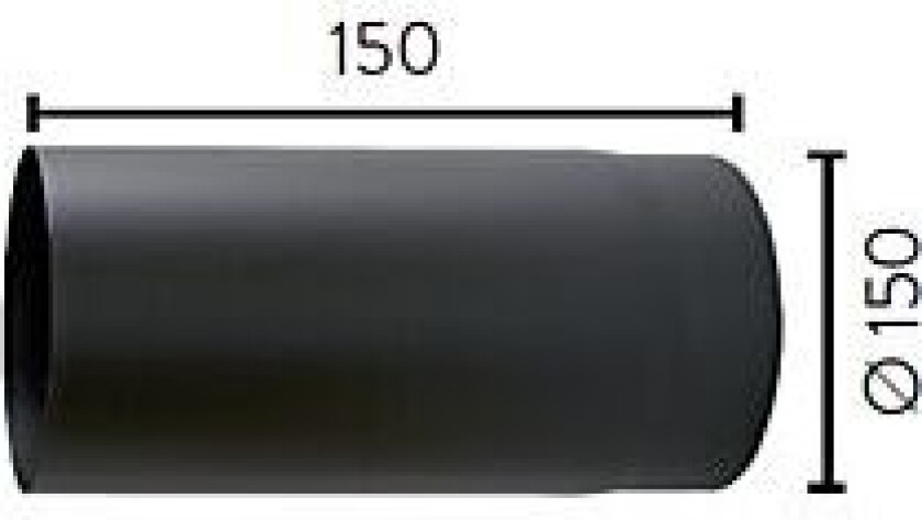 Røykrør rett sort Ø150 mm x 500 mm