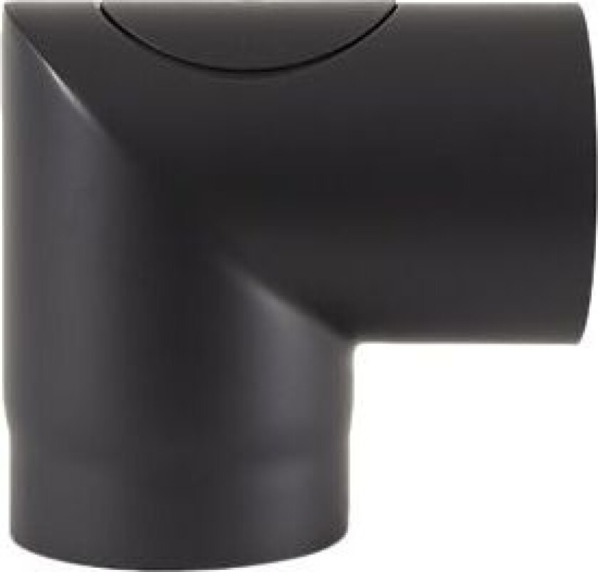 Røykrør ø150 90gr kne med luke bp sort metallic lakk 2mm