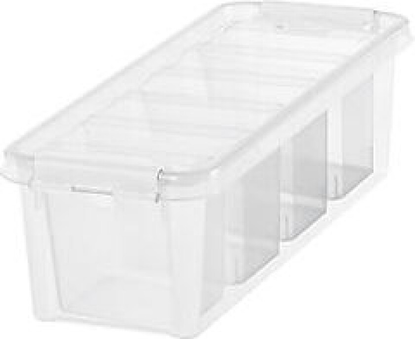 Bilde av Oppbevaringsboks 4 med lokk og innsats hvit 38x14x11 cm