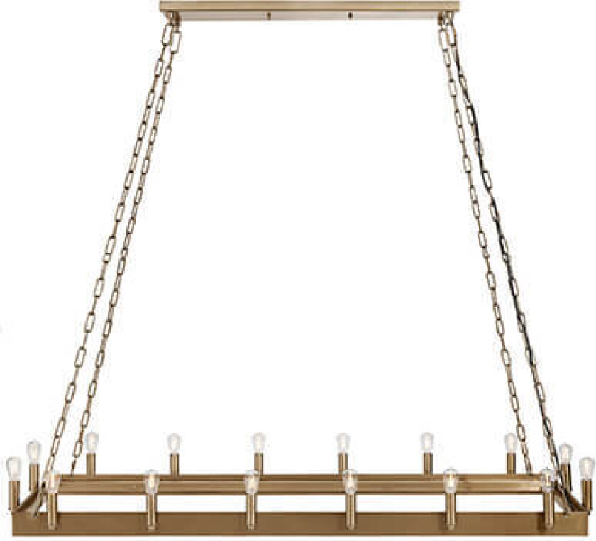 Crown Rectangular taklampe antikk messing