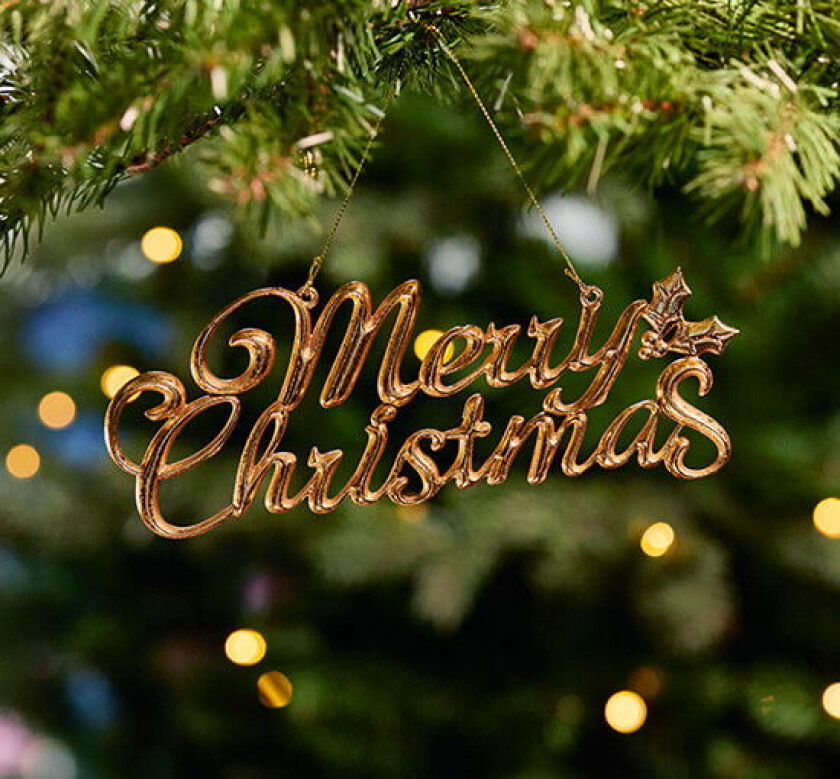 Merry Christmas juletrepynt gull S