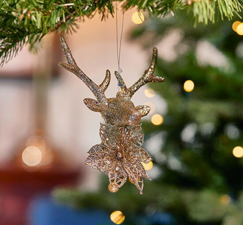 Clover reinsdyr juletrepynt champagne