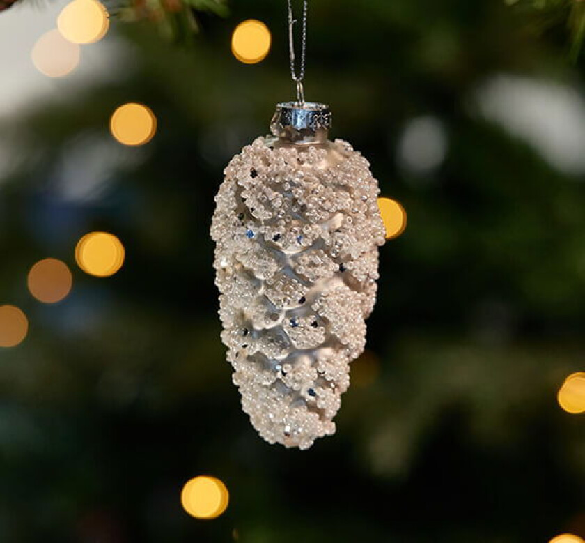 Jameson kjegle juletrepynt hvit