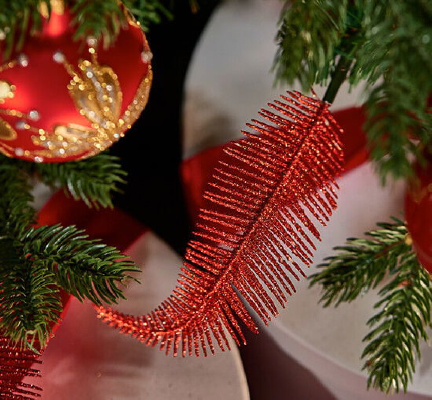 Carrington fjær juletrepynt rød 8-pakning