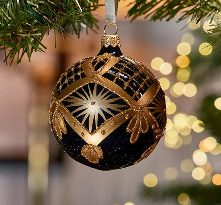 Lux Leonard julekule blå/gull