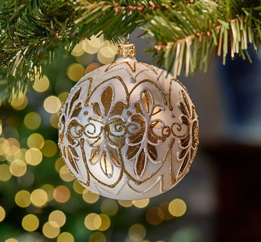 Lux Pearl julekule hvit/gull