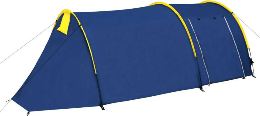 Campingtelt 4 personer marineblå/gul