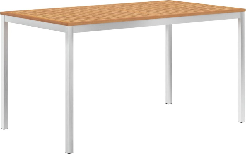 Spisebord til hage 140x80x75 cm heltre teak og rustfritt stål