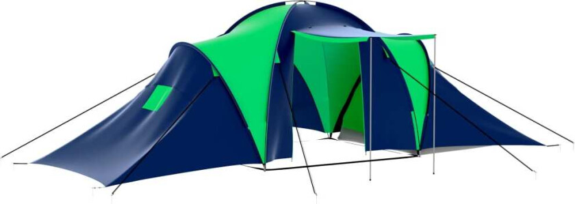 Campingtelt stoff 9 personer blå og grønn