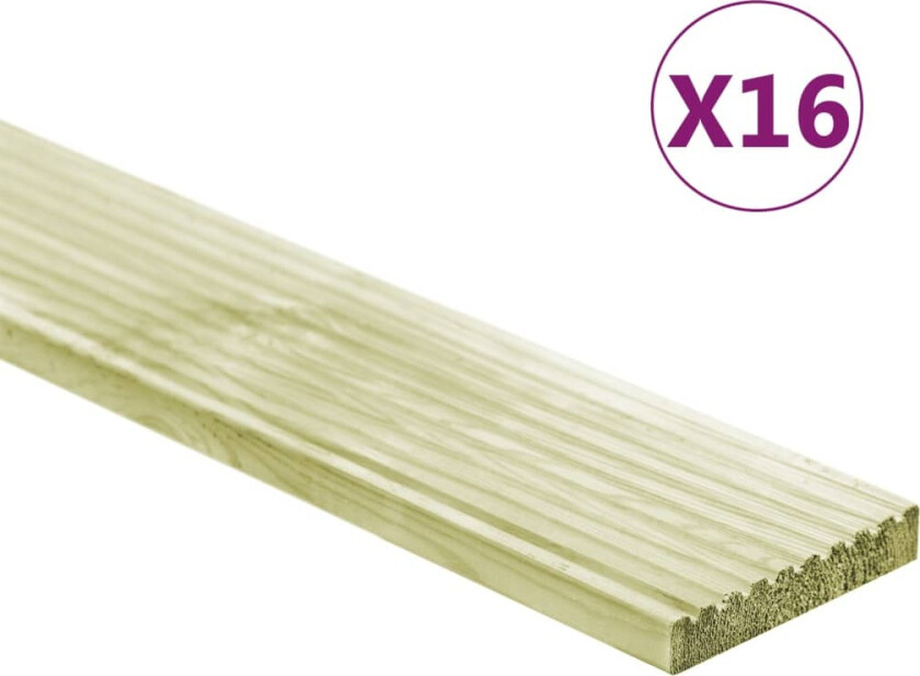 Terrassebord 16 stk 2,32 m² 1m impregnert heltre furu