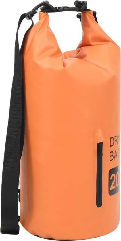 Tørrsekk med glidelås oransje 20 L PVC