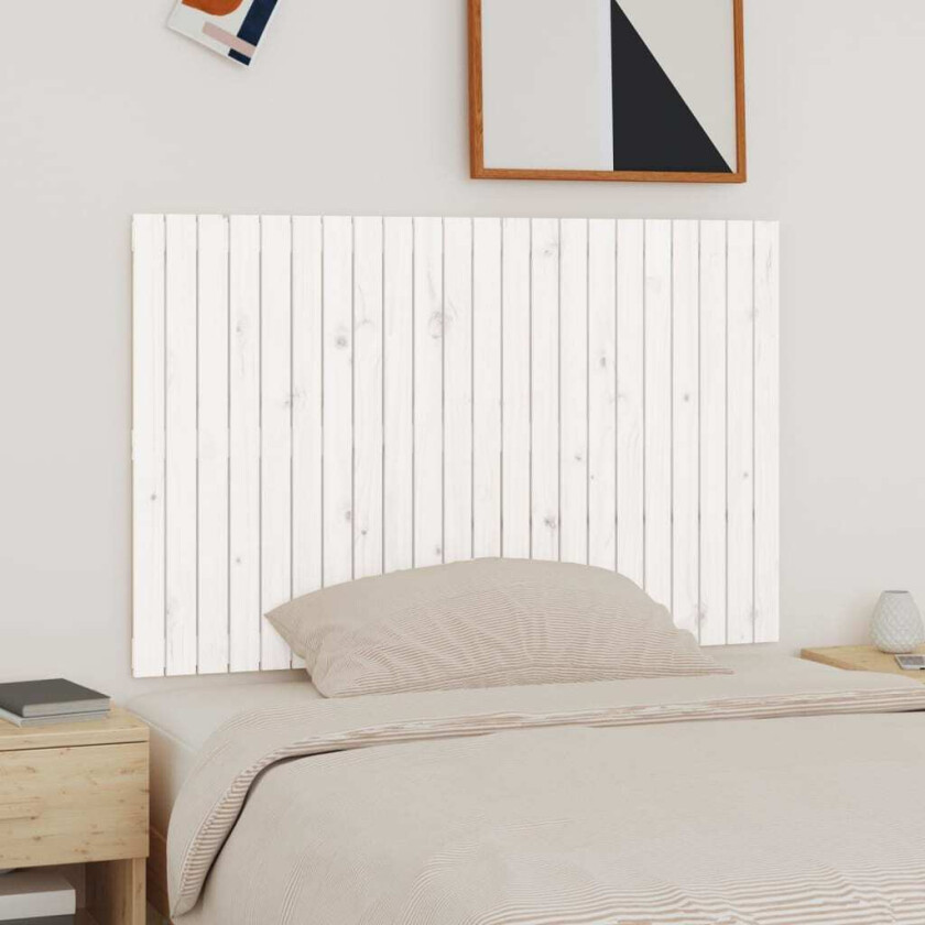 Veggmontert sengegavl hvit 140x3x90 cm heltre furu