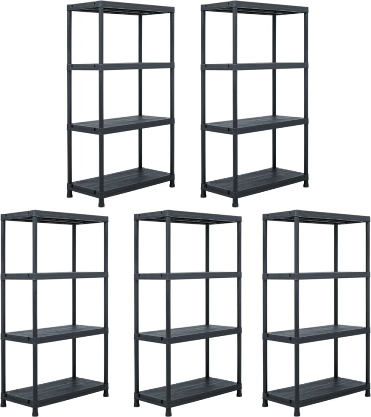 Bilde av Oppbevaringshylle 5 stk svart 60x30x138 cm plast