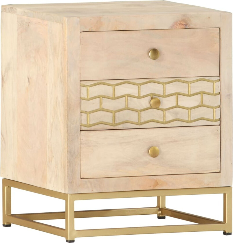 Nattbord gull 40x30x50 cm heltre mango