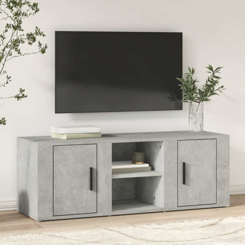 TV-benk betonggrå 100x31,5x35 cm konstruert tre