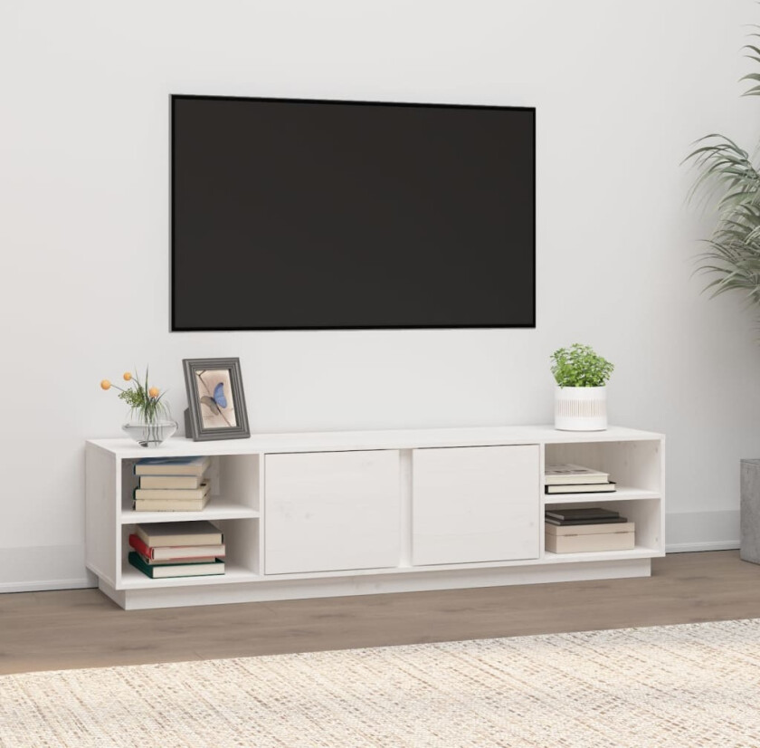 TV-benk hvit 156x40x40 cm heltre furu