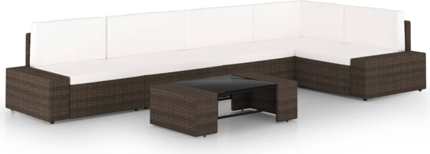 Hagesofagruppe med puter 6 deler polyrotting brun