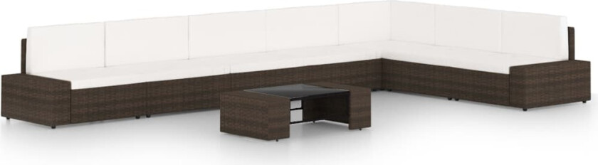 Hagesofagruppe med puter 8 deler polyrotting brun