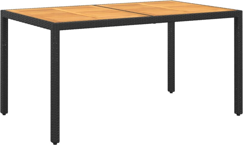 Hagebord 150x90x75 cm akasie og polyrotting svart