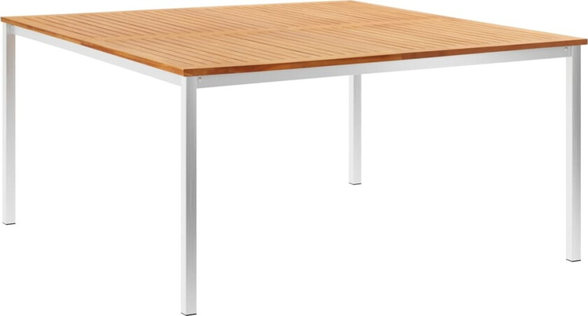 Spisebord til hage 150x150x75 cm heltre teak og rustfritt stål