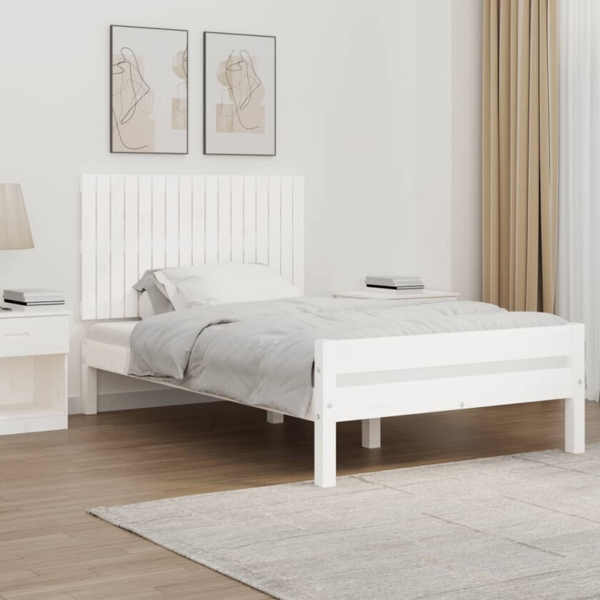 Bilde av Veggmontert sengegavl hvit 108x3x60 cm heltre furu